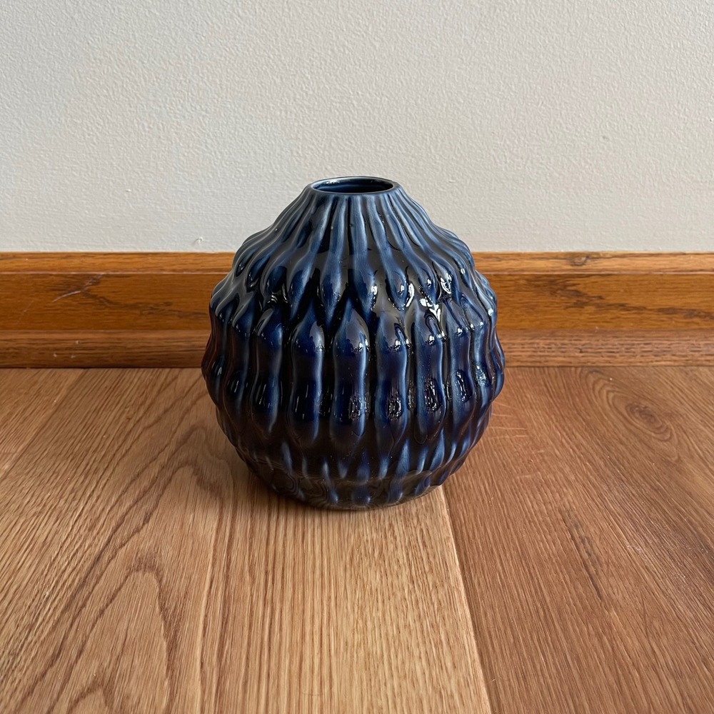 Magnolia Home Deep Blue Harper Vase Decorative Accent Ceramic Bud
